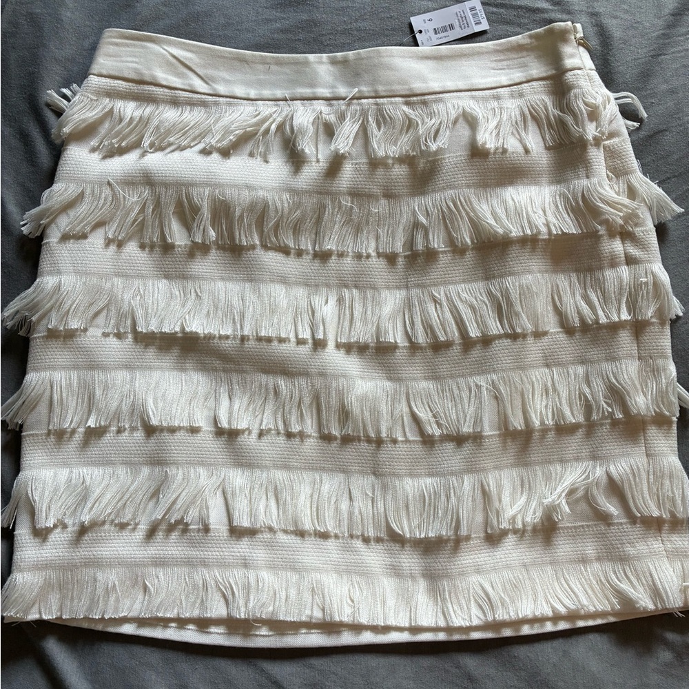 The Limited Elegant Cream Fringe Skirt
